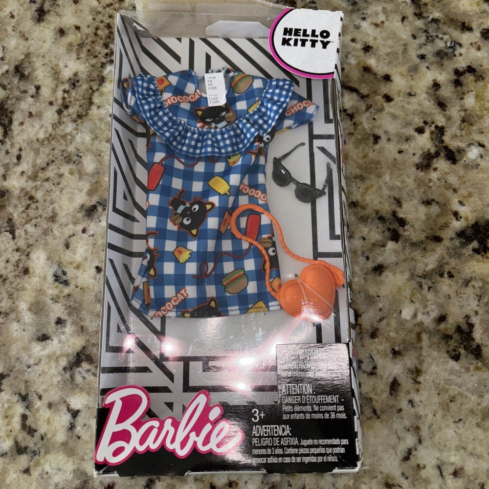 New Barbie Hello Kitty Fashion Pack Chococat Blue Plaid Dress & Accessories 3570
